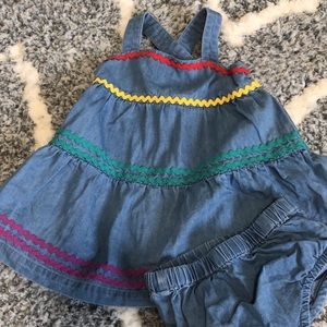 Hanna Andersson denim rainbow baby girl dress
